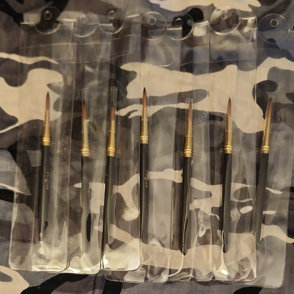 7 Fingrs Acrylic Nail / Eye Make-Up BRUSH w/ Cuticle Push Tip On End